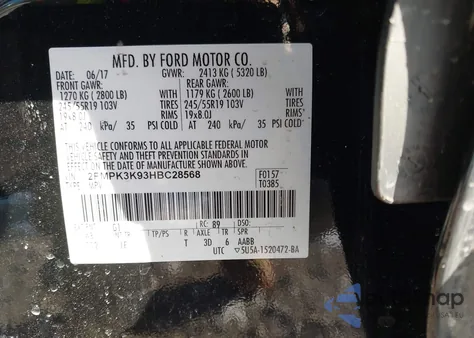 2017 Ford Edge Titanium from USA, damaged, VIN 2FMPK3K93HBC28568